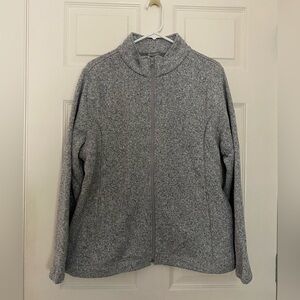 Talbots Gray and White Textured Fleece Jacket